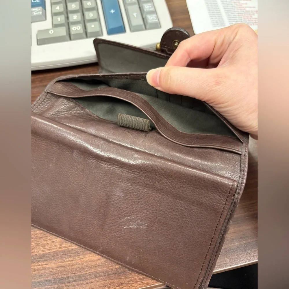 Fossil Brown Leather Wallet and Checkbook Holder